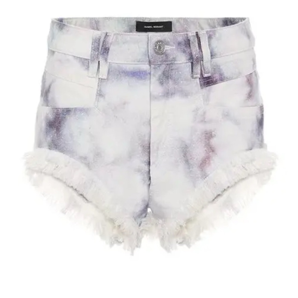 ISABEL MARANT 
Eneida Tie-Dye Denim Shorts